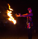 fire fans and fire fingers are all a part of the show with Will-o'-the-Wisp