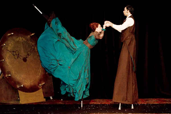 stilt dancers at clockwork butterfly in melbourne